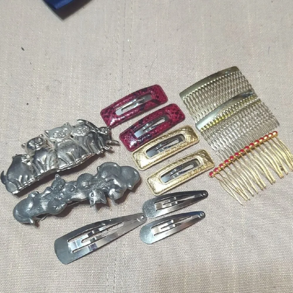 Vtg 80s 90s lot hair accessories hair combs clips barrettes &‎ combs